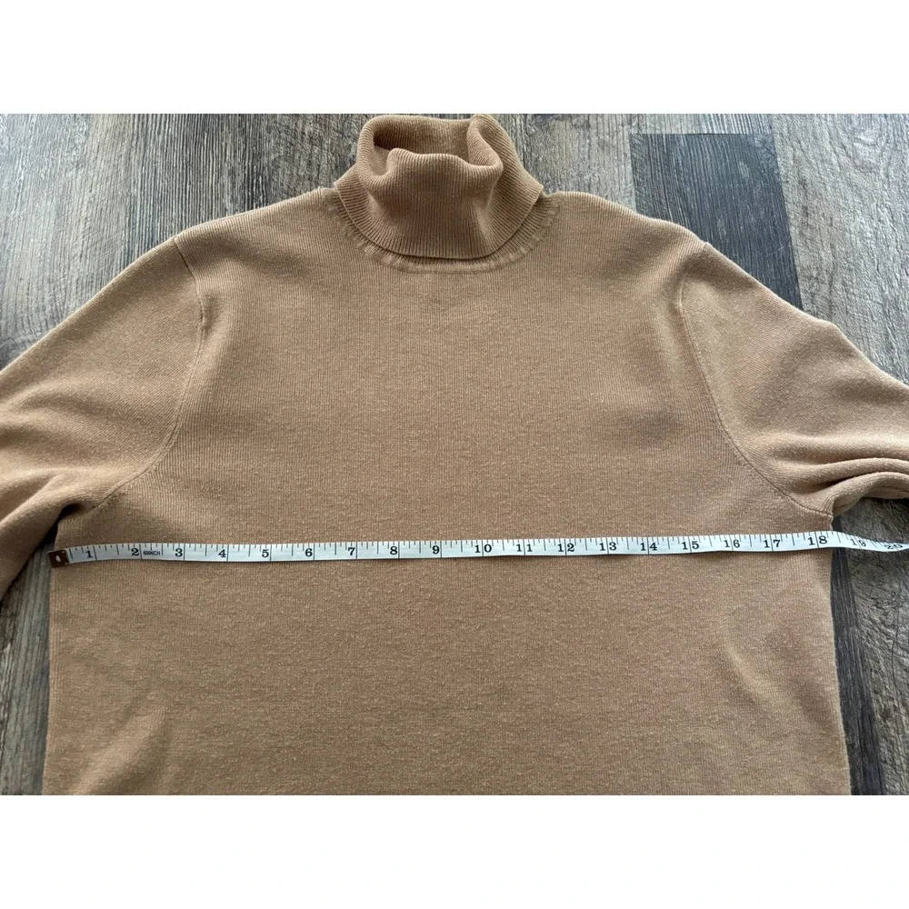 Chicos Camel Tan Turtleneck Sweater Size‎ 2 Large Rayon Blend Knit Pullover Top